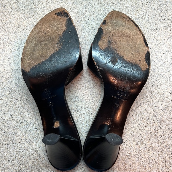 Andrew Stevens Vintage slide on Black and Red heels Size 39 US 8 made in Italy - Picture 9 of 14